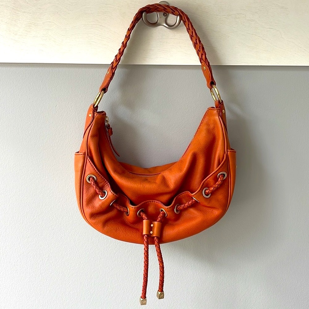 Vintage MICHAEL KORS Orange  Leather Shoulder Bag - Picture 3 of 12